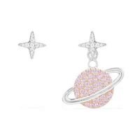 Wholesale a Family Sterling Sier Pink Gold Planet Earrings Female Gentle Saturn Earrings Fashion Lovers Gift