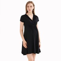 Wholesale Maternity Dresses Summer Short Sleeve V neck Dress Fashion European American Mommy Slim Postpartum Nursing Vestidos