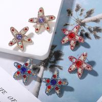 Wholesale Bling Star Stud Earrings For Women Bohemian Luxury Crystal Multi Color Starfish Pendant Earrings Jewelry Bijoux