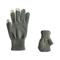 Wholesale Five Fingers Gloves Pair Unisex Winter Cashmere Knit Silicone Non slip Thicken Warm Fleece Magic Windproof Glove Soft Stretchy