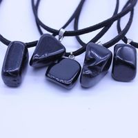Wholesale Sale Natural Stone Pendant Black Obsidian Necklaces Irregular Pendants Fashion Jewelry Choker Necklace Chain For Men