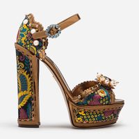Wholesale 2021 retro court high heel shoes chunky heel platform peep toe ethnic embroidery sandals for women
