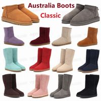 Wholesale 2021 cold winter Fashion designer snow boots women mini classic with fur womens lady girls pink Khaki warm ankle australia flat luxur australian boot Real wool