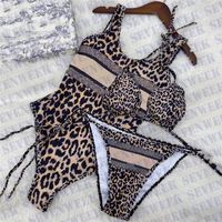 Wholesale Leopard Pattern Swimwear Bikinis For Women Sexy Halter Padded Girls Swimsuit Vacation Party Swimming Suit