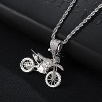 Wholesale D Z Motorcycle Pendant Necklace In Gold Color HIP Hop Full Iced Out Bling CZ Cubic Zircon Copper Necklaces For Men Jewelry
