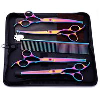 Wholesale Hair Scissors Inch Violet Round Tip Curved Thinning Cutting Comb Grooming Dog Set