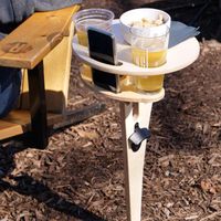 Wholesale Portable Outdoor Beer Table Backyard Entertainment Beach Camping Folding Round Desktop Mini Wooden Picnic Wine Rack Easy Carry Camp Furnitur