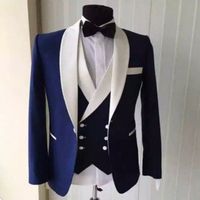 Wholesale Thorndike New Fashion Navy Blue Suits for Men Custom Made Slim Groom Custom Piece Wedding Mens Suit Jacket Pants Vest U6rf