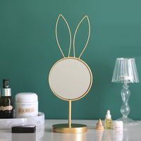 Wholesale Mirrors Golden Ears Nordic Makeup Decoration Bathroom Dressing Desktop Beauty Cosmetic Jewelry Tray With Hooks Mirror