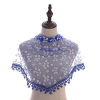 Wholesale Plain Lace Polka Floral Triangle Shawl Veil Tassel Polyester Scarves Spain Fashion Sheer Turban Mantilla Kerchief Hijab
