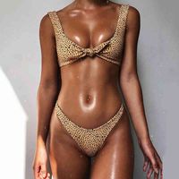 Wholesale Bow Knot Polka Dot Leopard Bikini Women High Leg Cut Swimwear Female Ribbed Swimsuit Sexy Brazilian Bathing Suit Swim Lady