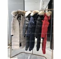 Wholesale Designer men women jacket winter long sleeve jackets down mens parka downs style coat fur hoody coats warm womens chilliwack collar red pink black z0oJ