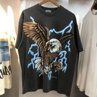 Wholesale Men s T Shirts Camiseta rhude oversize man lightning woman graphic eagle type t vintage tops short collar tag