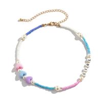 Wholesale fashion design Beaded Necklaces acrylic round letter necklace colorful seed bead Heart shaped pearl single clavicle chain multi element bohemian neck jewelry