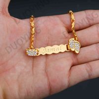 Wholesale High Quality Bar Pendant With CZ Baby Name Bracelet Gold Plated Bracelet Women Custom Bracelet