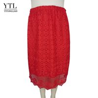 Wholesale Skirts YTL Plus Size Lace For Women Elegant Floral Crochet Red Office Work Party Pencil Bodycon Long Midi Skirt XL XL XL H138