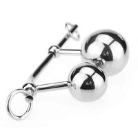 Wholesale NXY Anal toys Female Anal Vagina Double Ball Plug In Steel Chastity Belts Rope Hook Sex Toy For Women Locking Belt