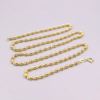 Wholesale Pure K Yellow Gold Necklace mm Smooth Glossy Beads Link Chain g inch For Men Women Gift Chains
