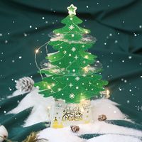 Wholesale Christmas Decorations Mini Desktop Christmas Tree Ornaments Shiny D Pop up Card With Lights Xmas Decoration HWD11503