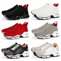 Wholesale Sock Sneaker Designers Men Donna Red Fashion Casual Shoes Women Low Top Pull On Sneaker With Krystal Spikes White Casual Shoe basketballstar