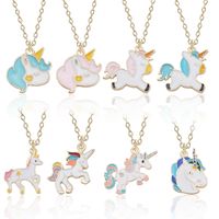 Wholesale Dropshipping Fashion Unicorn Pendant Best Friends Kawaii Cute Necklace Golden Chain Choker For Women Girls Gifts
