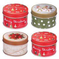 Wholesale Gift Wrap UPKOCH Christmas Themed Tinplate Box Round Candy Cookie Boxes Tin Case Party Supplies Random Pattern