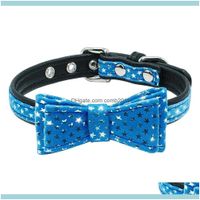 Wholesale Leashes Pet Supplies Home Gardencute Dog Puppy Collars Bow Tie Padded For Small Pets Cat Kitten Doggy Chihuahua Blue Pink Black Drop Deliv