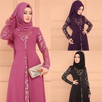 Wholesale Casual Dresses Plus Size XL Dubai Long Sleeve Dress Women Muslim Fake Two Piece Party Ethnic Islamic Costume Abaya Large Clothing