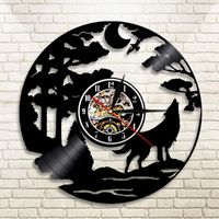 Wholesale Wall Clocks Piece Wolf LED Silhouette Backlight Animals Clock Color Change Atmosphere Cool Living Room Interior Decor Art