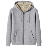 Wholesale Winter Basic Thick Warm Hoodie Men Zip Up Fleece Sweatshirts XL XL Plus Size Solid Cotton Casual Thermal Hoody Jacket