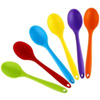 Wholesale Food grade silicone spoons All inclusive Rice Spoon One piece Silicon Soup And Flat Stirring Childrens Salad