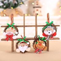 Wholesale Christmas Decorations Year Party Home Decoration Baubles Mini Santa Doll With Rattan Circle DIY Hanging Ornaments Holiday Pack Of pcs1