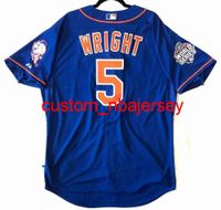 Wholesale Custom NEW YORK DAVID WRIGHT BLUE COOL BASE Jersey MR MET WORLD SERIES PATCH Stitched Add Any Name Number XS XL Men Women Youth Baseball Jerseys