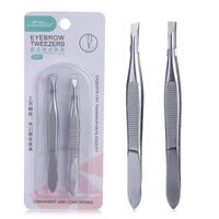 Wholesale Eyebrow Tools Stencils Set Tweezers Set Slant Flat Precision Stainless Steel Facial Hair Removal Clip Beauty Makeup