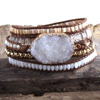 Wholesale RH Fashion Boho Jewelry Beaded Bracelet Big White Druzy Stone Charm Strands Wrap Bracelets Dropship