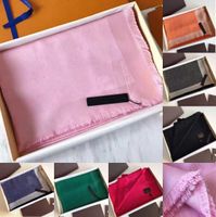 Wholesale 7 colors square scarfs for womens Mens luxurys Pashmina Top quality Silks Cotton Blend Women Fashion Silk Scarf Designers Scarves With Box