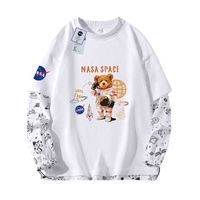 Wholesale Trendy NASA bear sleeved sweater men s spring and autumn new trendy loose couple T shirt with casual top inside