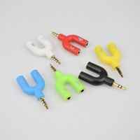 Wholesale U shape mm Stereo Y Splitter Audio Male to Microphone Adapter for Laptop Mobile phone