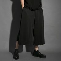 Wholesale Dark Black Mountain Style Personality Nightclub Outfit Trend Extra Loose Flared Pants Skirt Casual Cropped Men Men s