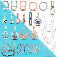 Wholesale Me Series The Eye Medallion Pendant Charms Silver Fit Pandora Bracelet Necklace DIY Link Earring Styling Two ring Connector