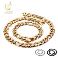Wholesale 12mm Big Figaro Link Chains Men Women Stainless Steel Silver Gold Black Choker Long Necklace Bracelet Jewelry For Neck