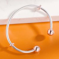 Wholesale 925 Sterling Silver pandora Bracelet Rose Gold Moments Snake Chain Style Open Bangle Fit Bead Charm Fashion Jewelry
