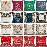 Wholesale 20 colors decorative pillow covers for christmas Halloween linen pillows CM custom Santa printed leaning pillowcase Cushion Textiles without inner