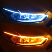 Wholesale Emergency Lights LED DRL Car Daytime Running Light Flexible Waterproof Strip Auto Headlights White Turn Signal Yellow Brake Flow V