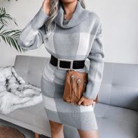 Wholesale Casual Dresses Women s Dress Turtleneck Long Sleeve Loose Chunky Knitted For Women Pullover Jumper Dress without Belt Roupas Femininas