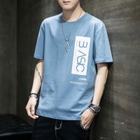 Wholesale Men s T Shirts Summer Short sleeved T shirt Round Neck Youth Korean Style Loose Fashion Men Cotton Casual