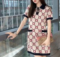 Wholesale 22ss women s dress knitted Short Sleeve Polo skirt fashion two letter classic Sexy dresses high quality size S L