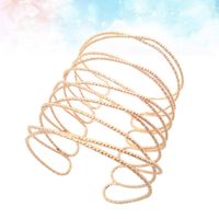 Wholesale Woman Metal Arm Decoration Supplies Armband Exaggerated Armlet Jewelry Opening Mesh Shaped Bracelet Golden Bangle