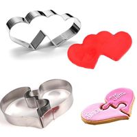 Wholesale Baking Moulds D Heart Shaped Cookie Cutter DIY Wedding Love Puzzle Cookies Mold Biscuits Stamp Maker Kitchen Metal Pastry Tool