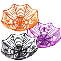 Wholesale black spider web fruit plate candy biscuit package basket bowl trick or treat decor for halloween party supplies